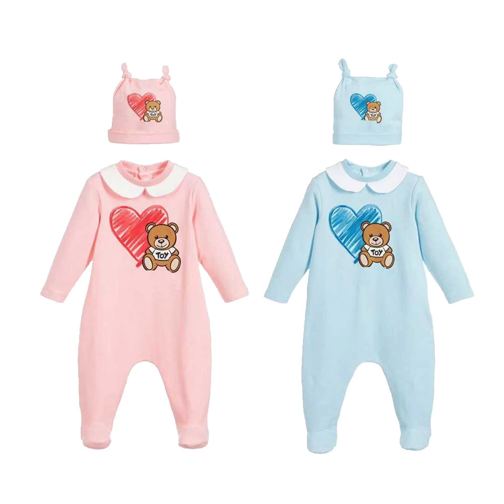 

Newborn Baby Clothes Romper 0 to 3 Month Footies Baby Girl Boy Clothing Print Cute Cartoon New Born Baby Romper Hat Bibs Outfit