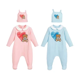 Newborn Baby Clothes Romper 0 to 3 Month Footies Baby Girl Boy Clothing Print Cute Cartoon New Born Baby Romper Hat Bibs Outfit