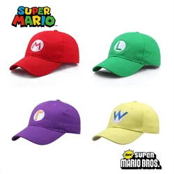 4 Colors Super Mario Cartoon Letters Cotton Embroidered Duck Cap Outdoor Sun Block Visor Hat Baseball Cap for Girls Boys