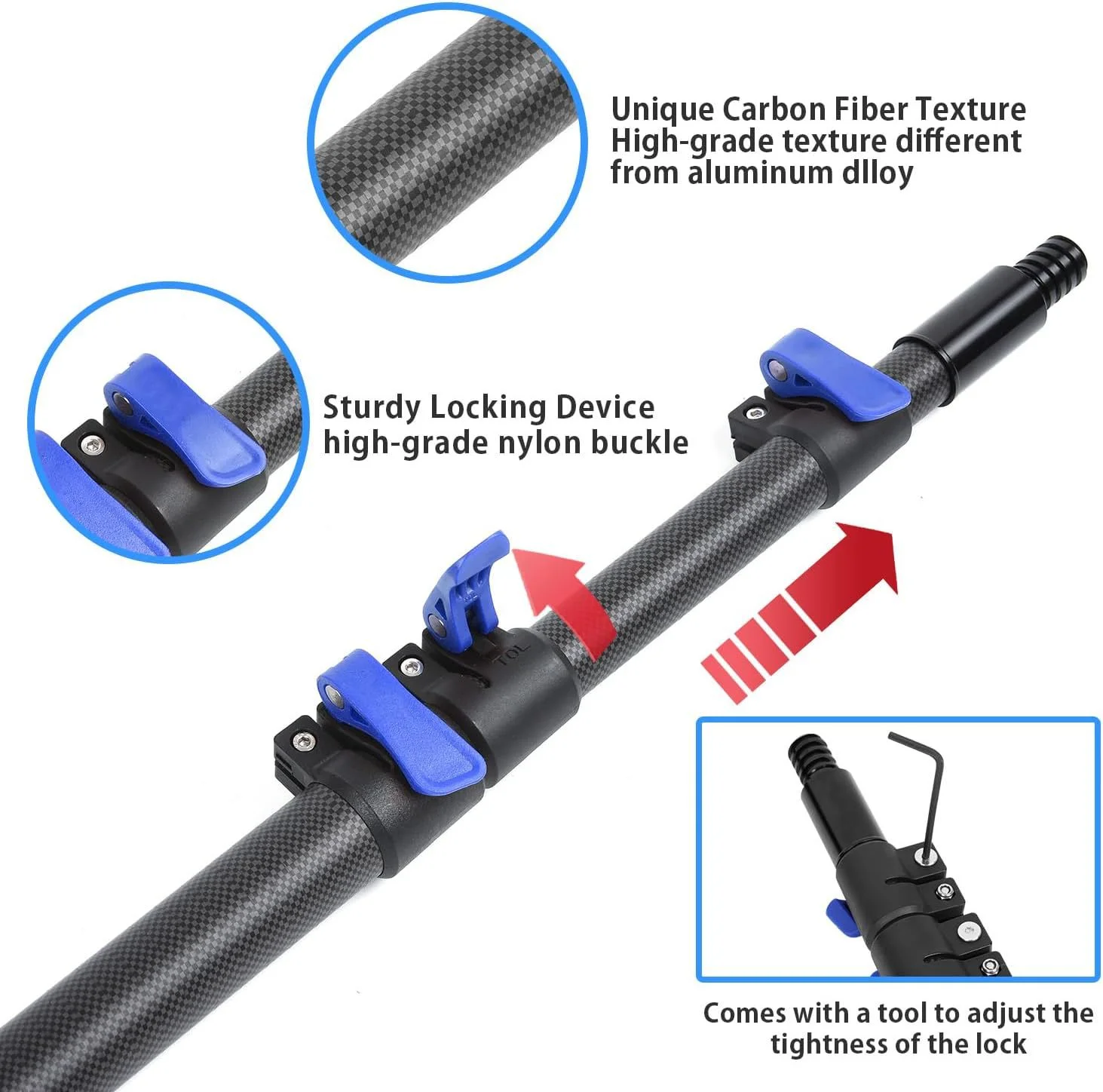 Carbon fiber telescopic cleaning rod super-long adjustable fishing rod high-altitude cleaning telescopic rod tool brush rod
