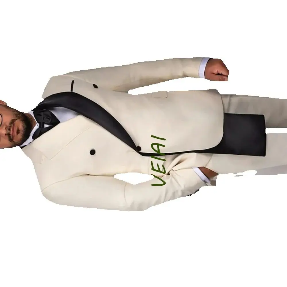 

CustomizedBeige Blazer Formal Double Breasted Two Piece Jacket Pants 2023 Terno Costume Hombre Leisure Prom Wedding Groom Custom