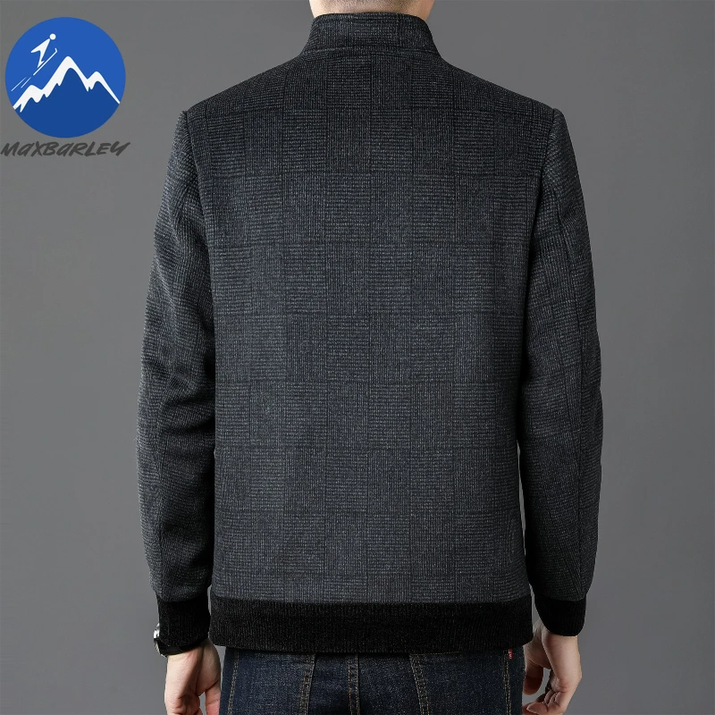 Maxbarley Winter Wool Coat Men High Quality Fleece-lined Thick Warm Jacket 2025 Middle-aged Handsome Cold-proof Woolen Overcoat - Image 6