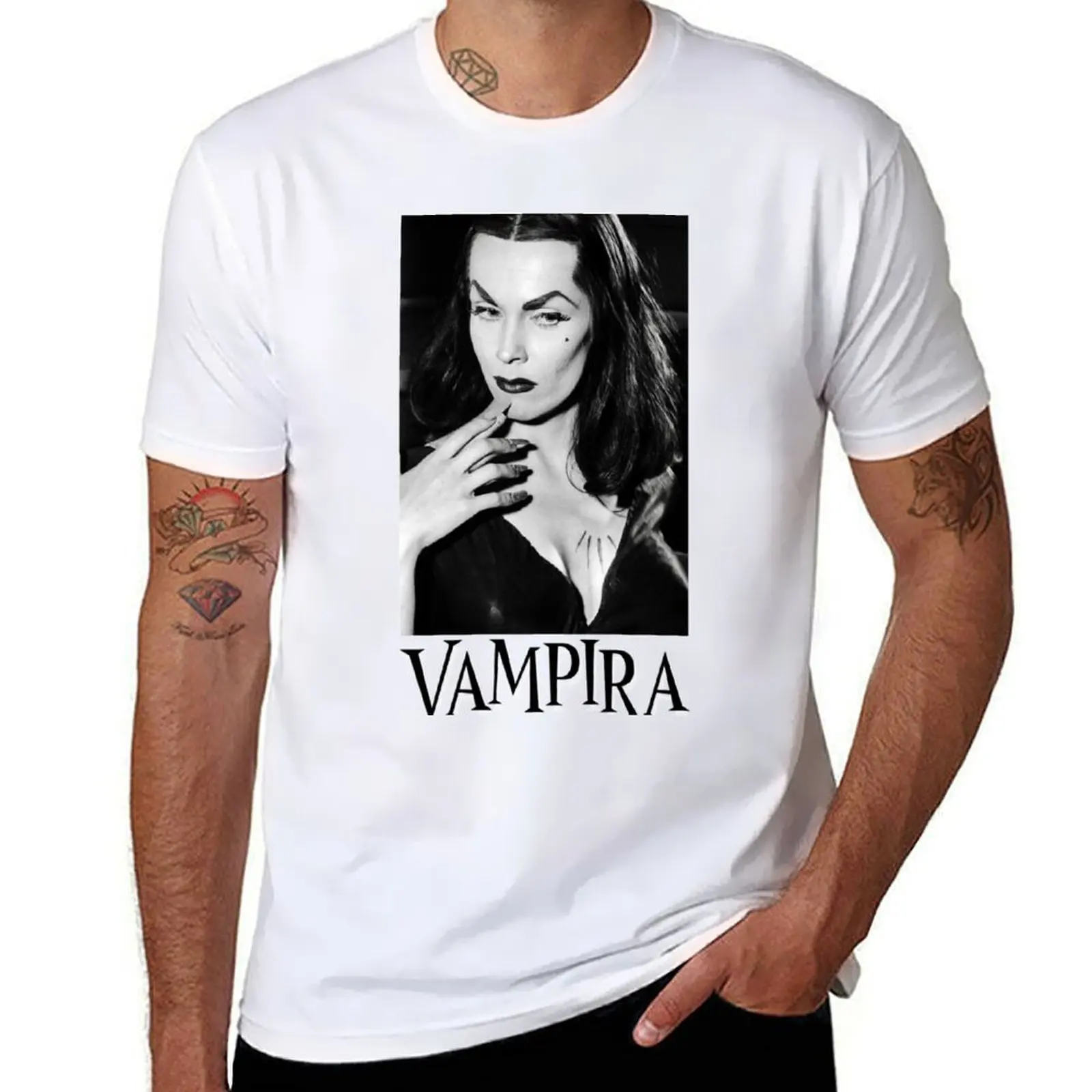 

Vampira T-Shirt man graphic t shirt funny t shirts cotton T-Shirt