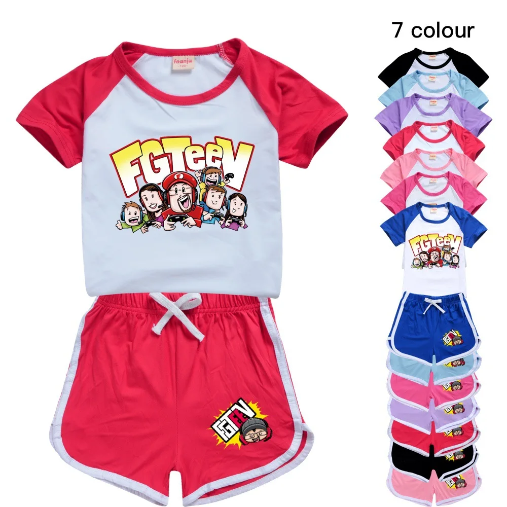 

Boys Girls Summer Clothing Sets Fgteev 3D Kids Sports T-shirt +Short Pants 2Pcs/Suits Baby Clothing Comfortable Outfits Pyjamas