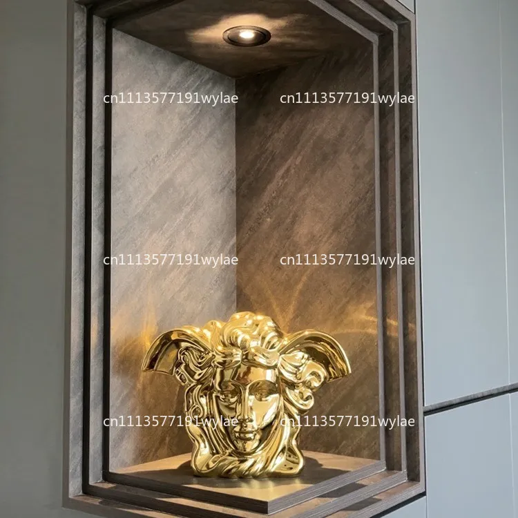 

Light luxury gold electroplated ceramic vase ornament, living room flower arrangement, high-end sense niche art decoration