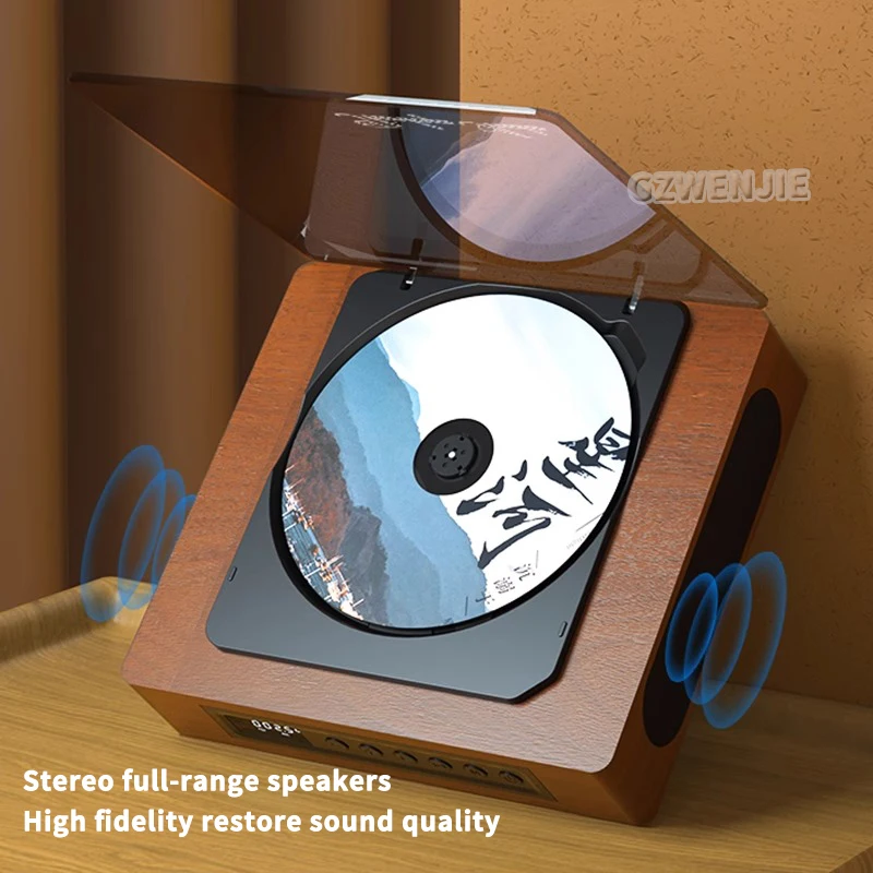 Wooden CD Player Two-way Bluetooth Built-in Speaker Multifunction CD Walkman Rechargeable Infrared Remote Control Retro Player