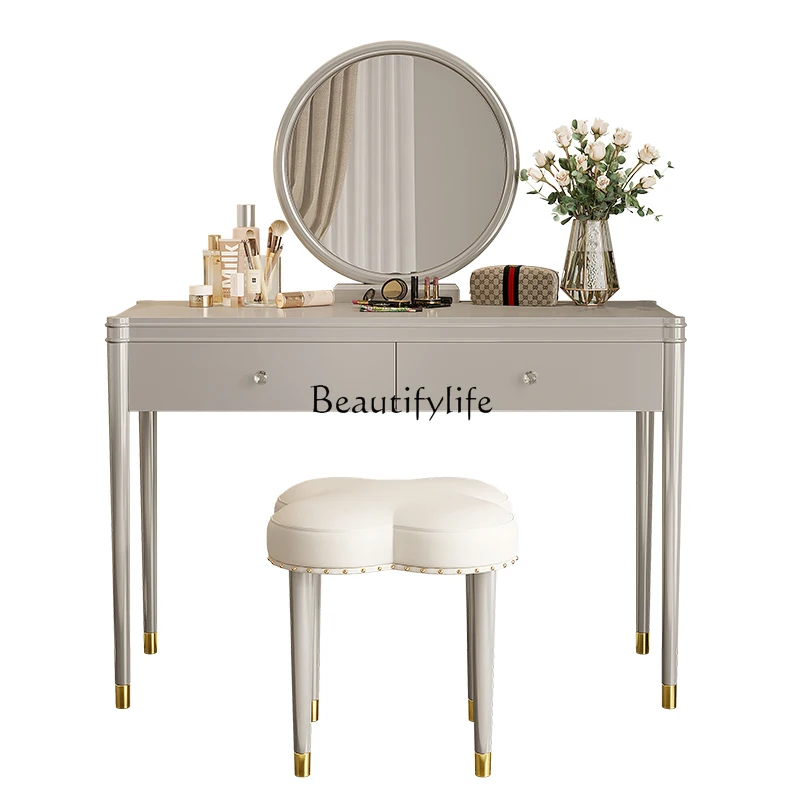 American light luxury dresser high-end simple modern high-end solid wood mini makeup table