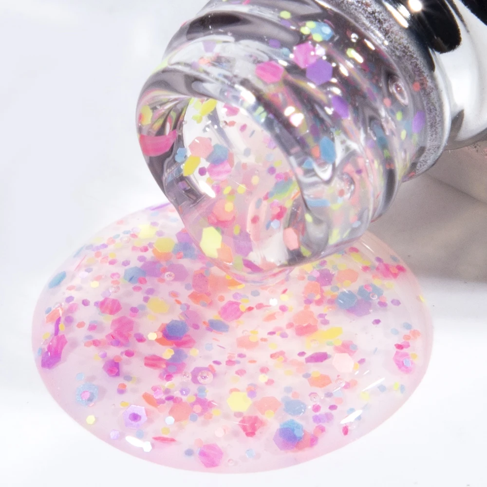 KODIES-Esmalte UV Semi-Permanente com Gel, Top Coat Glitter, Confete, Arco-íris, Lantejoulas, Acabamento, Gellak, Manicure, 15ml