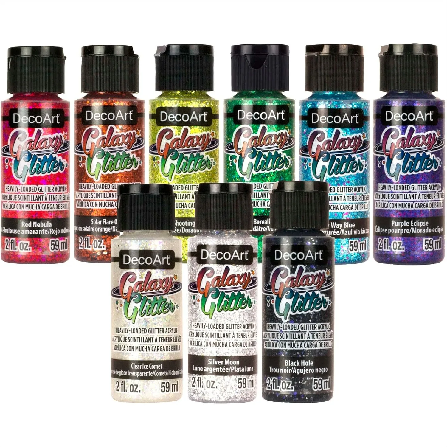 

Galaxy Glitter Acrylic Paint Set – 9 Bottles (2 fl oz) – Bright Multicolor Glitter Paints for Crafting & Art Projects
