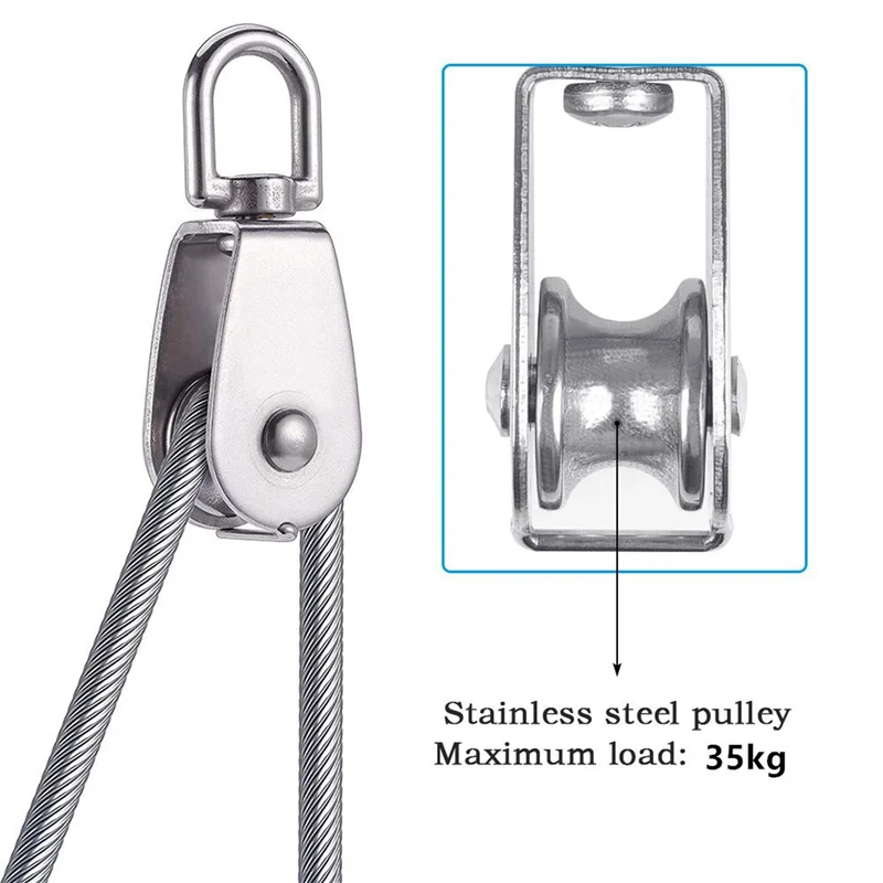 FAST-24PCS Single Pulley Block M15 Stainless Steel Small Pulley Roller For Rope Cord In Outdoor 360°Swivel Silver Pulley