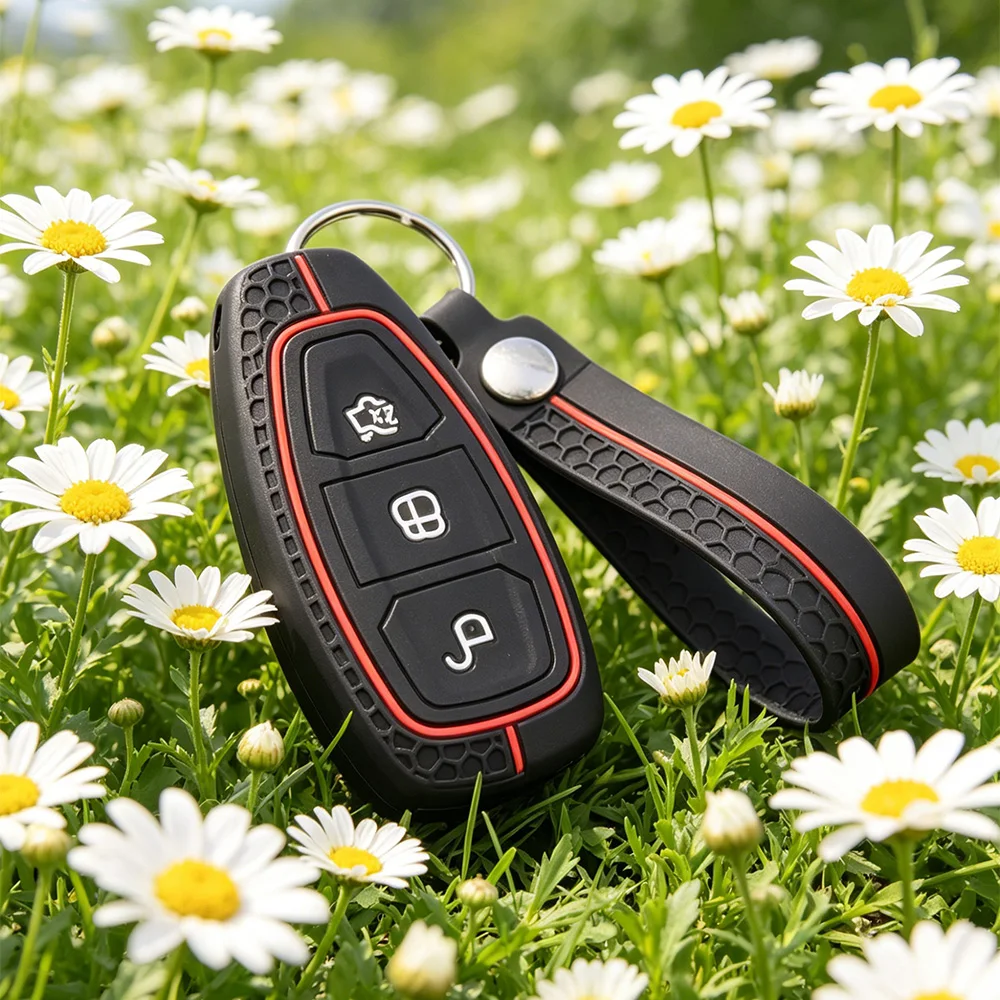 Car Key Pack for Ford ST Line Fiesta Focus Mondeo Ecosport Kuga Puma Edge Escape Metallic Silicone Car Key Fob Case Accessories