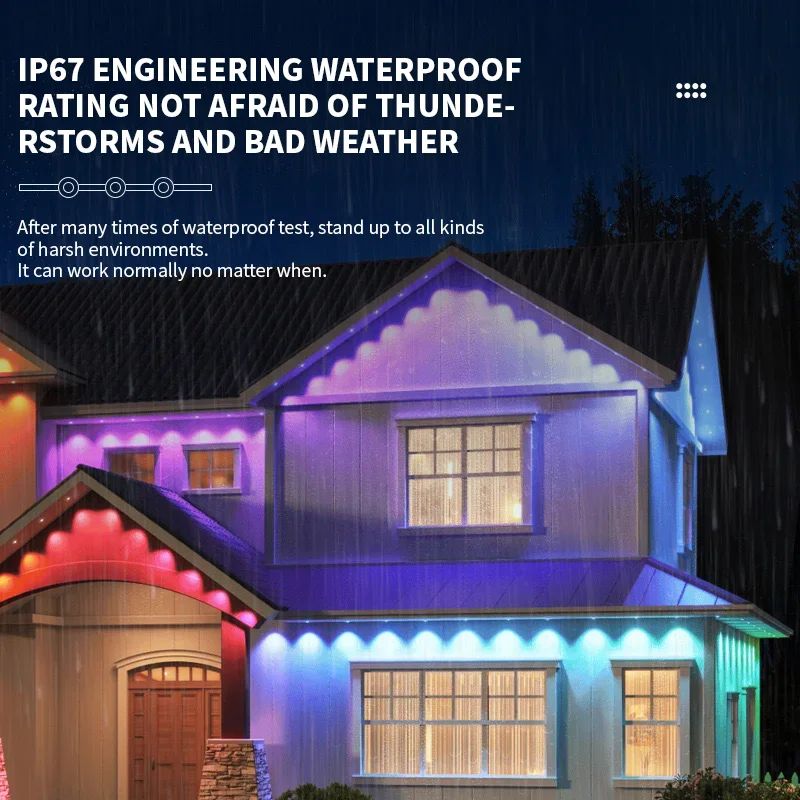 RGB Eaves LED-verlichting 15M-90M Smart Bluetooth APP Permanente Outdoor Waterdichte IP68 LED String voor Bruiloft Kerst Yard Decor