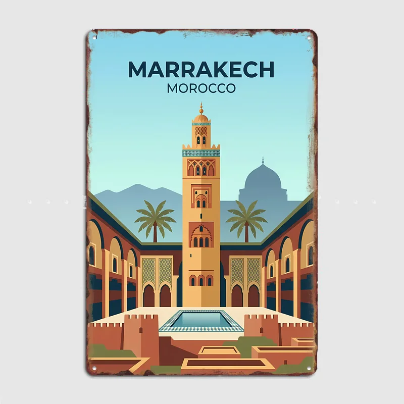 Marrakech Morocco Travel Poster Metal Sign Bedroom Indoor Outdoor Home Decor Bar Custom Posters Wall Room Decorations