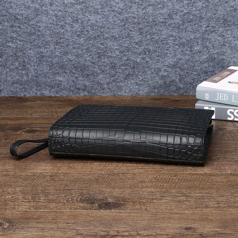 Crocodile Pattern Handbag for Men, Versatile Large Clip Bag, Luxury Wallet, High Quality Men\'s Wallet, New Trend, 2024