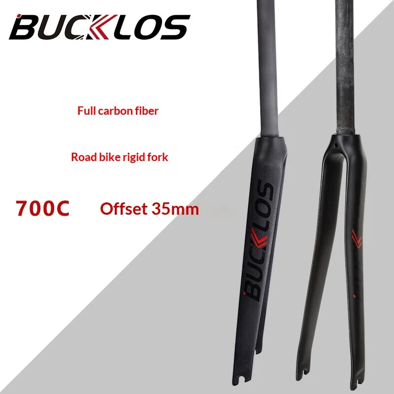 

Bucklos 700c Full Carbon Fiber Rigid Road Bike Fork 35mm Offset 1 1 8 Inch Straight Tube Matte For Road Racing Cycling