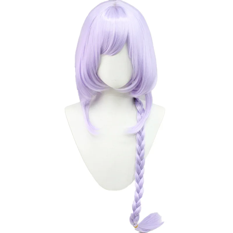 Genshin Impact Purple Braid cos wigs taro high temperature silk pear flower head Fried Dough Twists braid animation cosplay wig