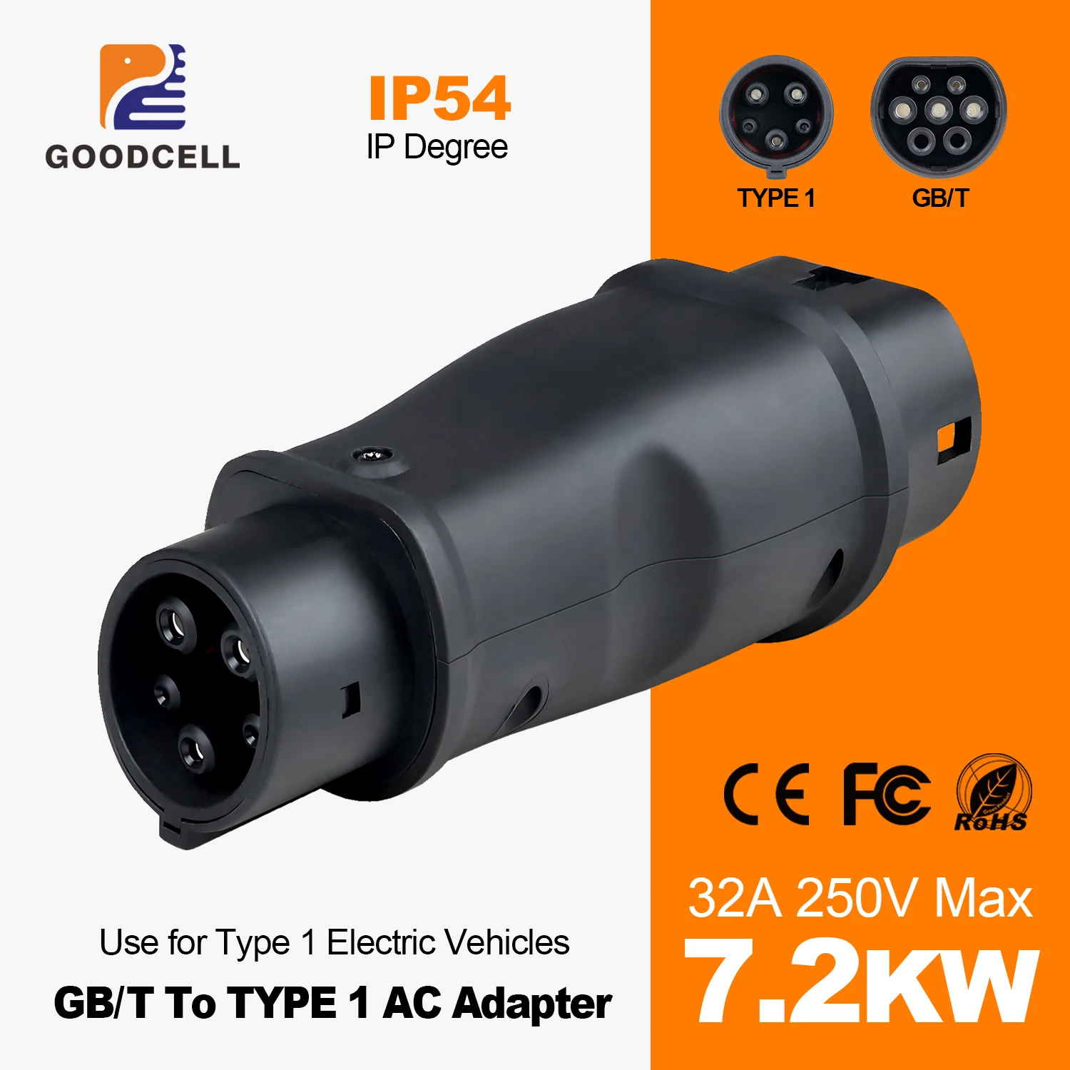 

GOODCELL GBT To Type 1 J1772 32A 7.2kw EV Charging Adaptor For All Type1 Eletric Vehicle Conventor Hybrid Cars