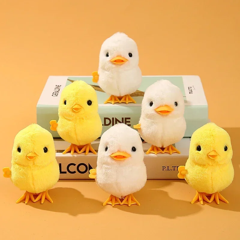 Little Duck Wind Up Toys Jumping Chick Cute Plush Simulation Educational Walking Plush Fur Chicken Interesting-Toys For Kids