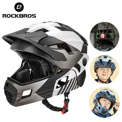 ROCKBROS Children's Cycling Helmet Kids Detachable Bicycle Full Face Helmet Skateboarding Scooter Safety MTB Road Bike Helmet