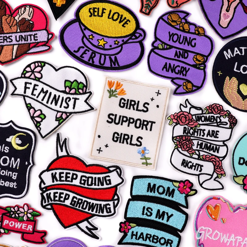 Girl Power/Feminist Embroidery Patch Iron On Patches For Clothing thermoadhesive Patches On Clothes Jacket Embroidered Stickers