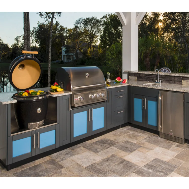 Portable Outdoor Kitchen Counter with Gas Grill for RV Camping Tailgate Party Quick Installation Design