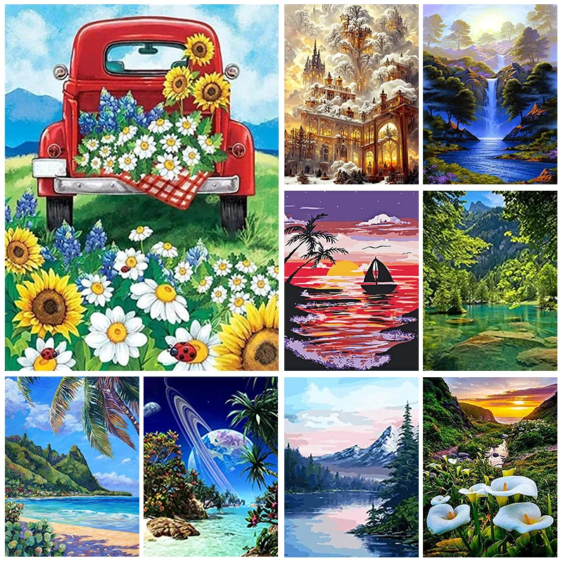 

5D DIY Diamond Painting Landscape Flower Diamond Embroidery Full Rhinestone Mosaic Botanical Cross Stitch Kit Art Home Decor