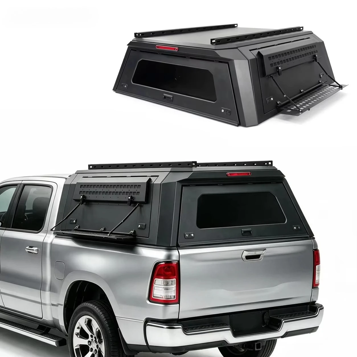 For 2020 2021 Dodge Ram Gen 4/rambox/2500HD MOLLE Panel Roof Rack Manganese steel Ute Canopy Offroad 4x4 Hardtop Camper Shell
