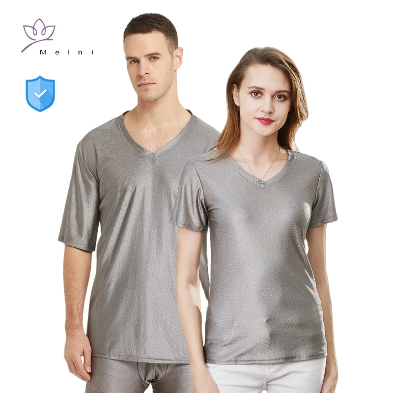 Electromagnetic radiation protective 100% silver fiber antibacterial T-shirt computers, mobile phones EMF shielding underwear