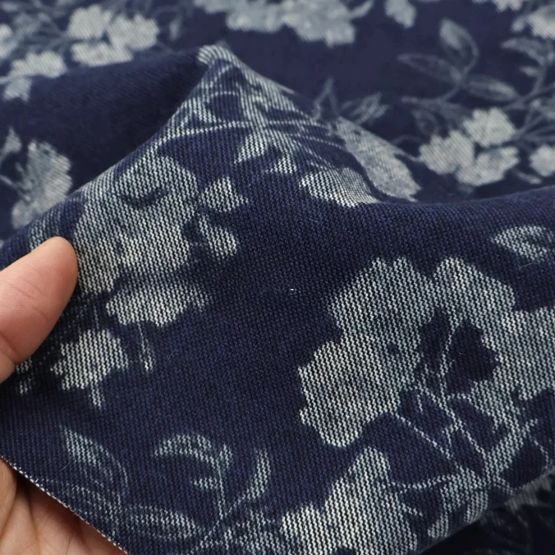 Soft Drape Cotton Printing Denim Fabric for Suit Suit Pants Dress Clothing Design Cloth Diy By The Yard Sewing Material