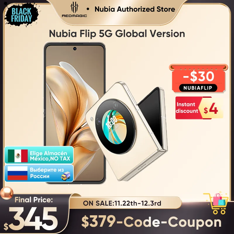 Nubia Flip Phone 5G Global Version Foldable Screen Mini Phone 6.9