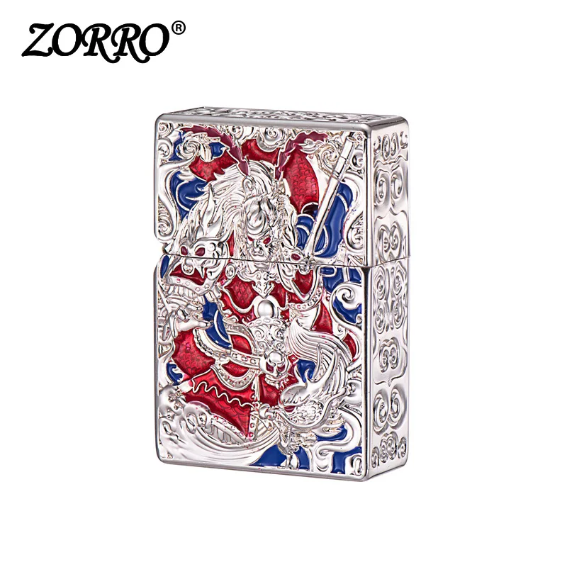 Wukong ZORRO Pure Copper Heavy Armor Kerosene Lighter Personalized Embossed Classic Grinding Wheel Ignition Windproof Lighters