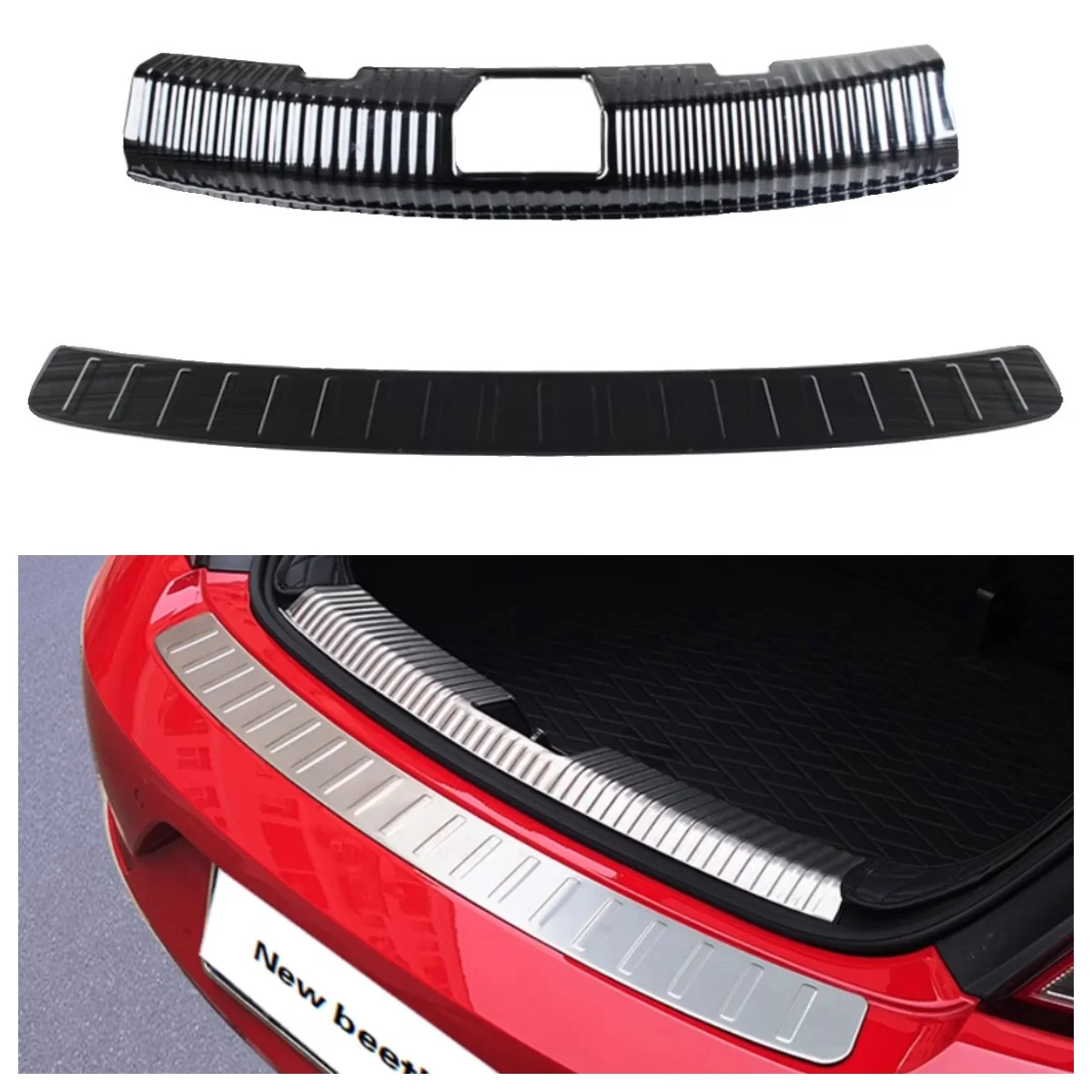 

For Volkswagen Beetle 2012-2013-2015 2016 2017 -2019 Rear Trunk Bumper Protector Rear Scuff Plate Door Sill Car Accessories