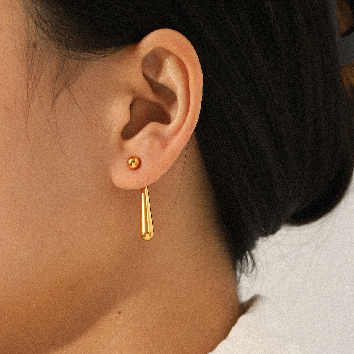 

Tassel Fashion Stainless Steel Water Droplet Pendant Earrings 18k Gold Plated Women Earrings Elegant French Jewelry Accessories