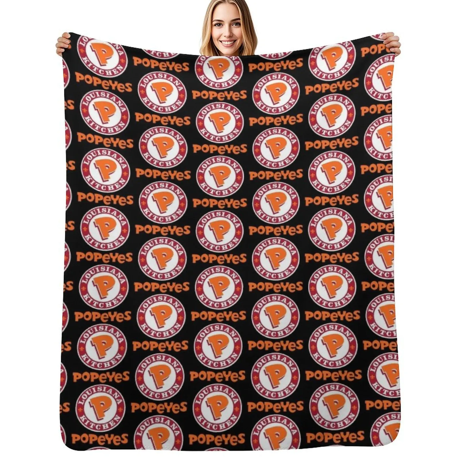 

Louisiana Kitchen Popeyes Classic Logos Throw Blanket Long Lasting Soft Plush Blanket for Daily Use