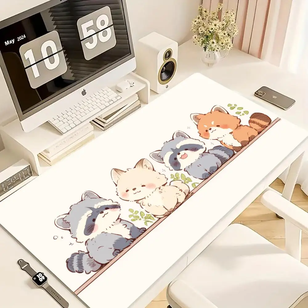

Anime Cute Raccoon Mouse Pad XL Computer Accessories Office Game Table Mats Rubber Anti-slip Gaming Keyboard Mousepads Desk Pads
