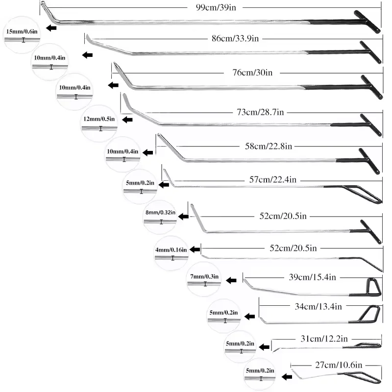 

High Quality Auto Dent Repair Rods Kit Car Repair Hook Rods Kit for Car Body Hail Damage Door Dent Repair
