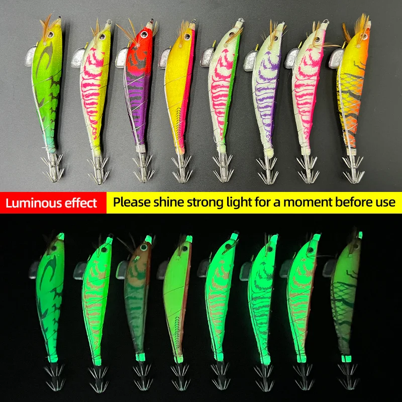 Señuelo luminoso de camarón con alambre de acero – 110mm pesca mar - imagen 5