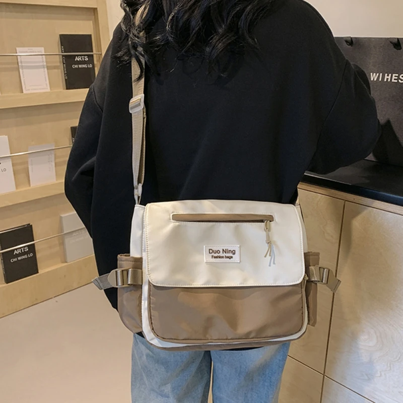 Fashion Canvas Crossbody Bags Female Messenger Bag Teenager Student Girls Boys Bookbag Shoulder Packet for Women Men