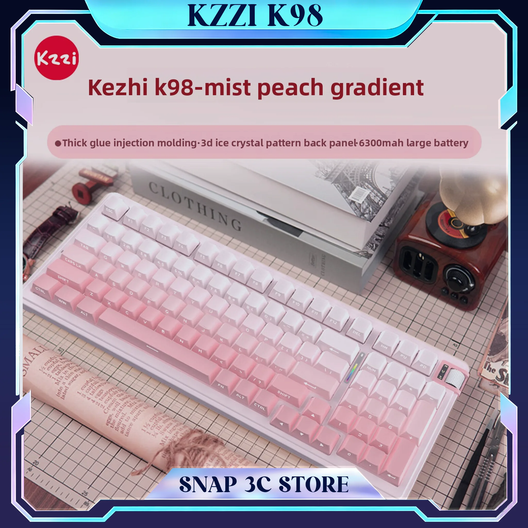 KZZI K98 Wireless Mechanical Keyboard Tri-Mode 98 Keys Gradient Keycaps RGB Hot Swap Latte Switch Gasket Gaming Office PC