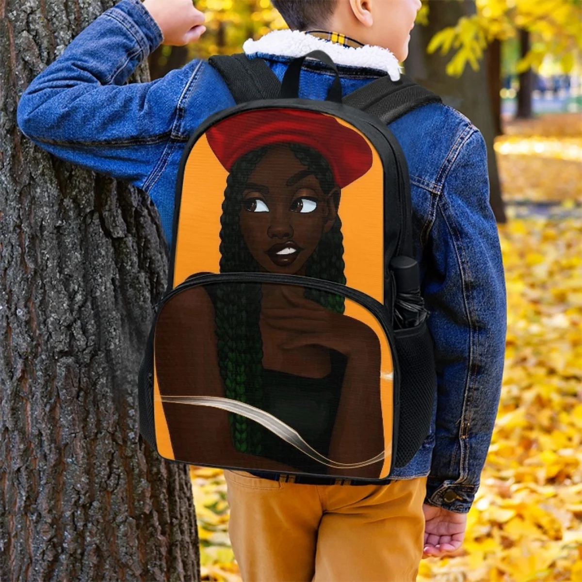 

FORUDESIGNS Backpacks Beautiful South African Black Girl School Bag Multi Pocket Schoolbags Travel Handy Picnic Teenagers