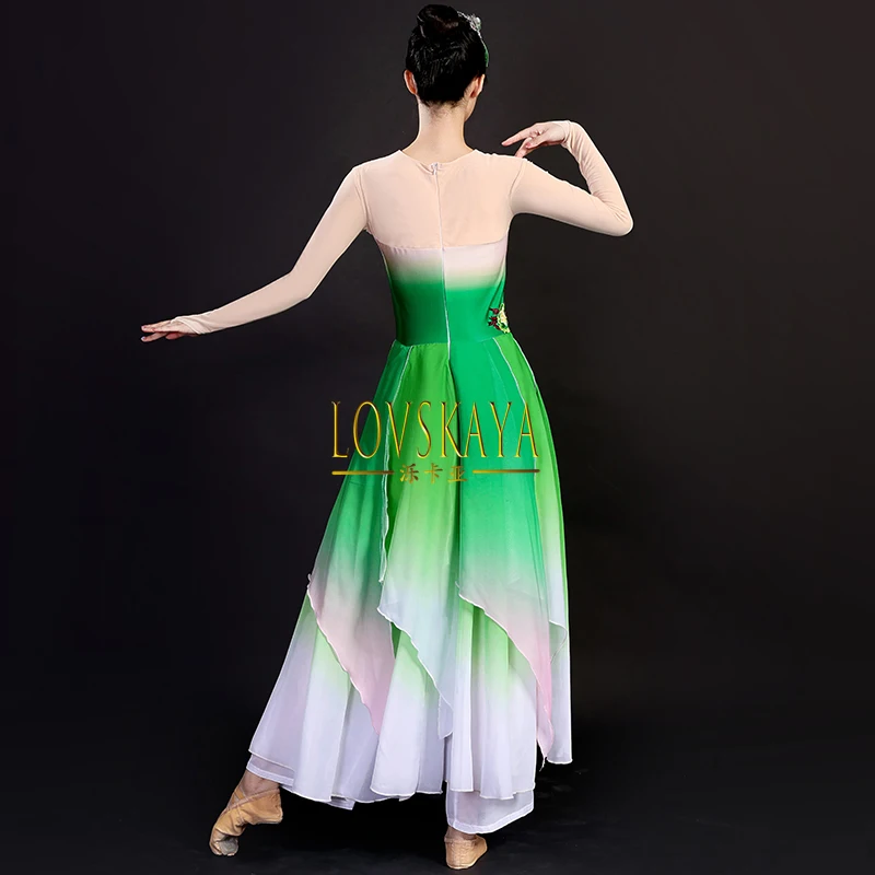 Gradient classical dance performance costume for women large swing skirt art examination set modern jasmine dance costume