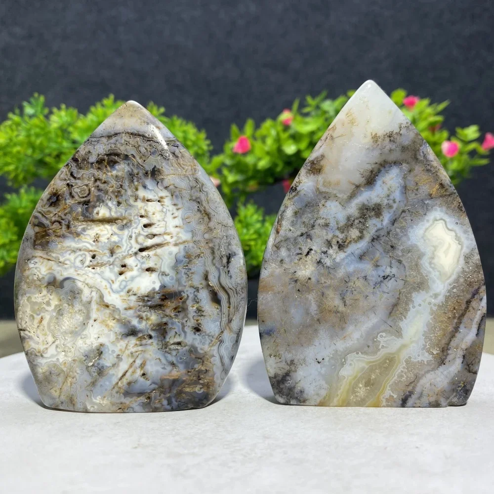 Natural Hair Agate Quartz Crystal Tower Raw Gemstone Energy Healing Mineral Polishing Craft Decoration Free Form
