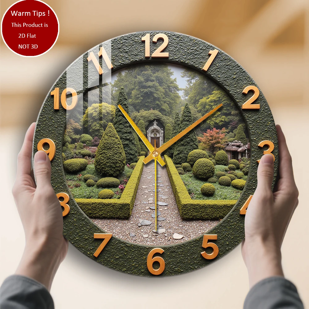 

Настенные часы из закаленного стекла. Дизайн часов для садовой дорожки. Подходит для настенного декора или настольного дисплея в любом месте.