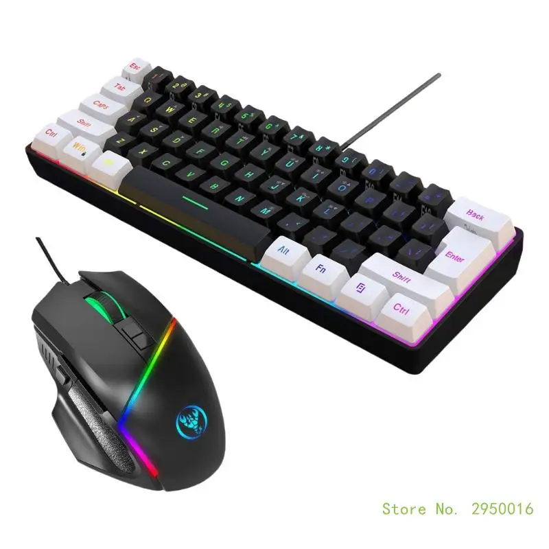 Small USB Wire Keyboard With LED Gaming Mouse For Home Office Gaming Use