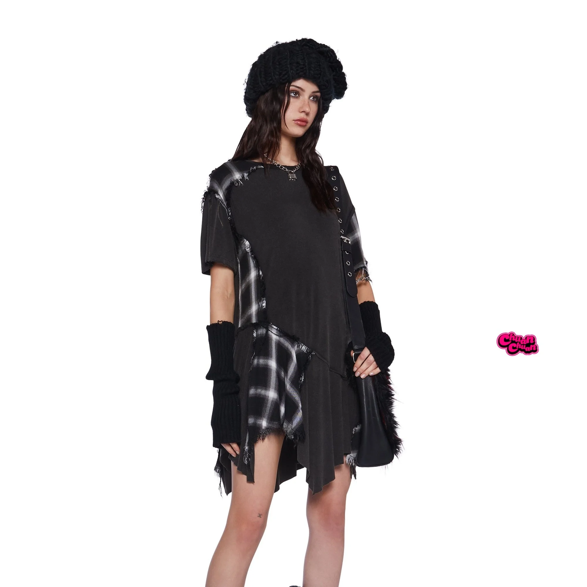 

Женская футболка в клетку Design Sensation в стиле пэчворк ort Sve Bla Straight Mail DollsKill, индивидуальная одежда