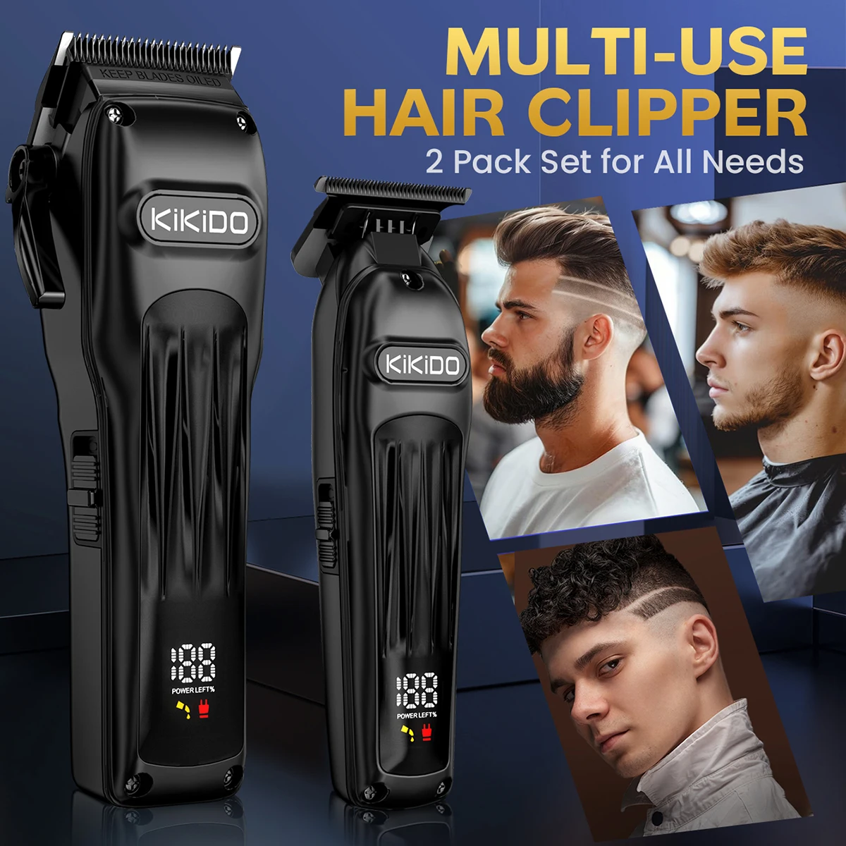 KIKIDO 2-in-1 Metal Hair Clipper Set Men Professional Electronic Hair Clipper Trimming Beard Home Appliance Hair Cutting Machine