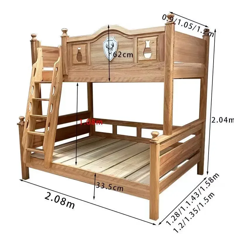 All solid wood children's bed bunk bed bunk high and low mother and child 1.5 meters wide bunk