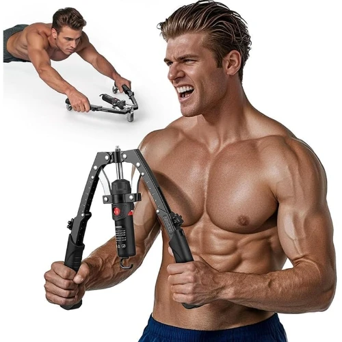 

Регулируемый гидравлический тренажер-эспандер для рук и груди 3-в-1 (22-440 фунтов) для домашнего спортзала