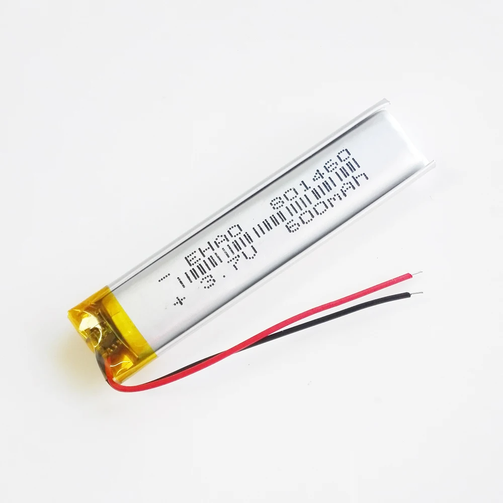 3.7V 600mAh litowo-polimerowa LiPo akumulator 801460 do Mp3 rejestrator GPS DVD E-book zestaw słuchawkowy Bluetooth słuchawki