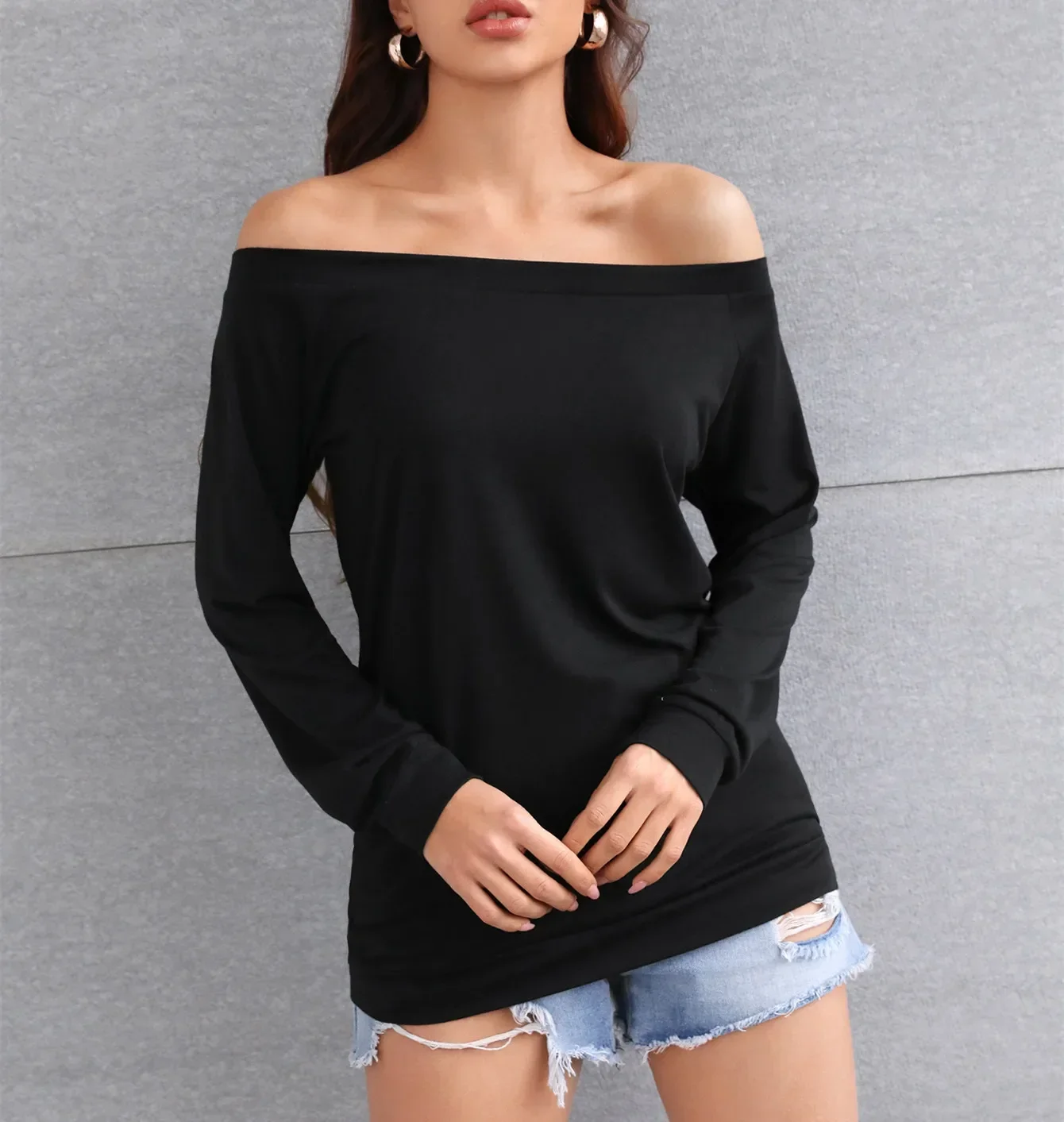 2024 Summer Women Long Sleeve Black White Tshirts Fashion Classic Ladies Tshirts Tops